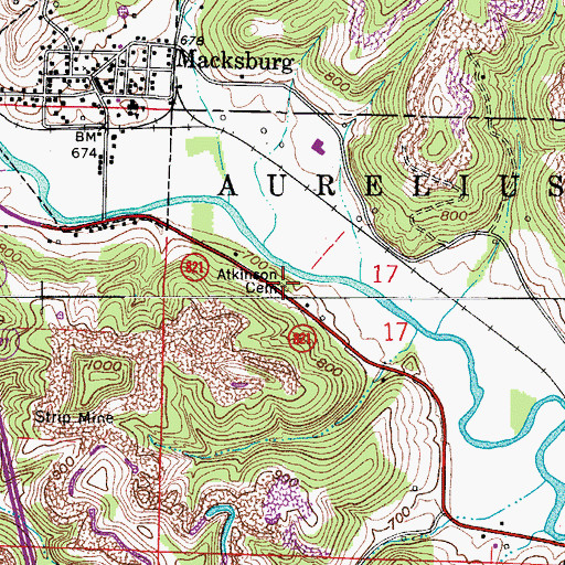 Topographic Map of Atkinson Cemetery, OH
