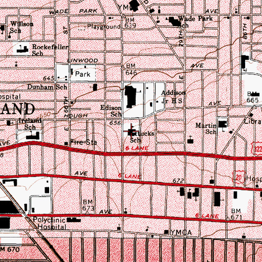 Topographic Map of Attucks School, OH