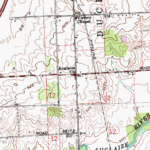 Topographic Map of Auglaize Church, OH