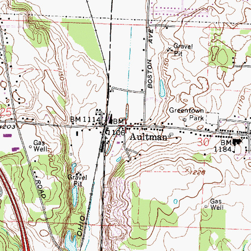 Topographic Map of Aultman, OH