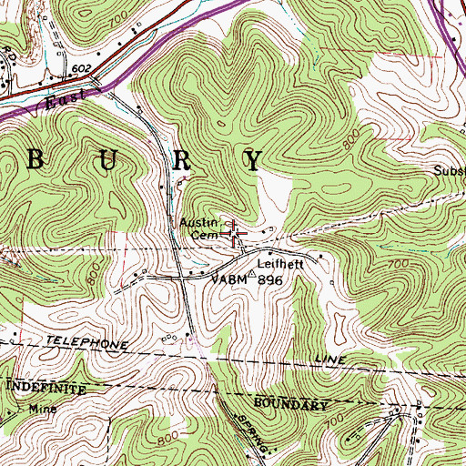 Topographic Map of Austin Cemetery, OH