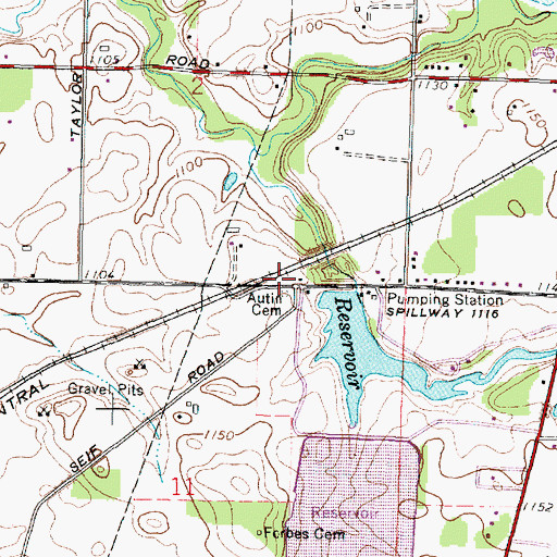 Topographic Map of Autin Cemetery, OH