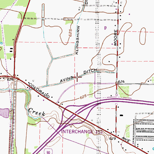 Topographic Map of Avins Ditch, OH