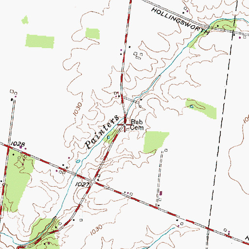 Topographic Map of Bab Cemetery, OH