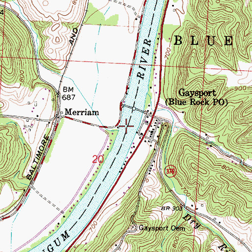 Topographic Map of Back Run, OH