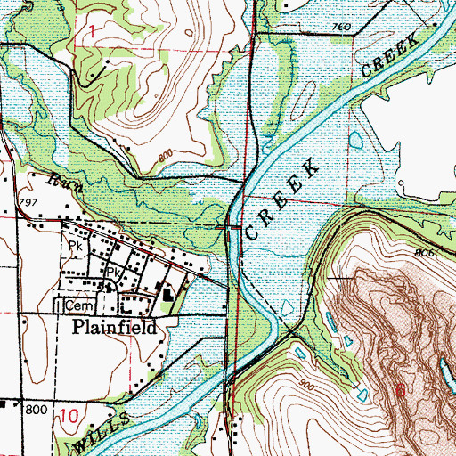 Topographic Map of Bacon Run, OH