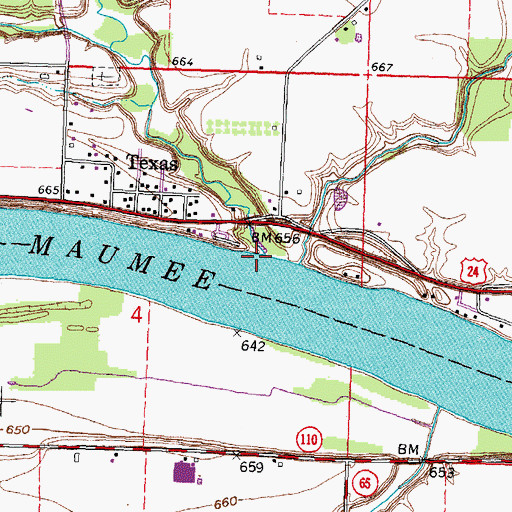 Topographic Map of Bad Creek, OH