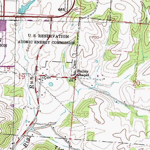 Topographic Map of Bailey Chapel, OH