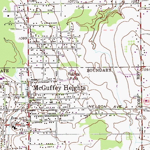 Topographic Map of Bailey Park, OH