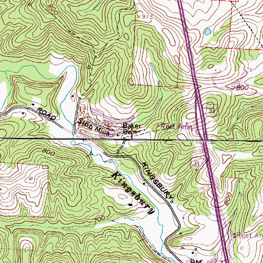 Topographic Map of Baker Cemetery, OH