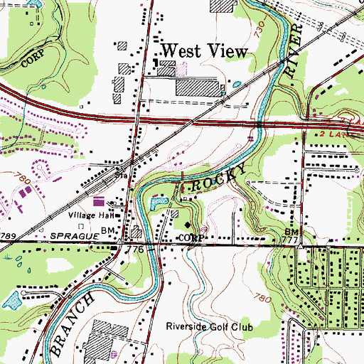 Topographic Map of Baker Creek, OH