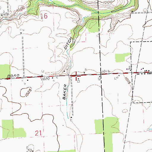 Topographic Map of Baker Ditch, OH