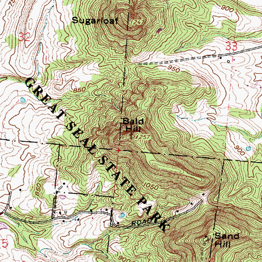 Topographic Map of Bald Hill, OH