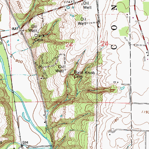 Topographic Map of Bald Knob Cemetery, OH