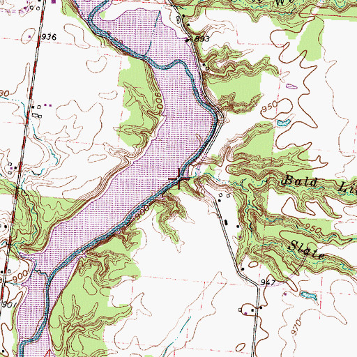 Topographic Map of Bald Lick, OH
