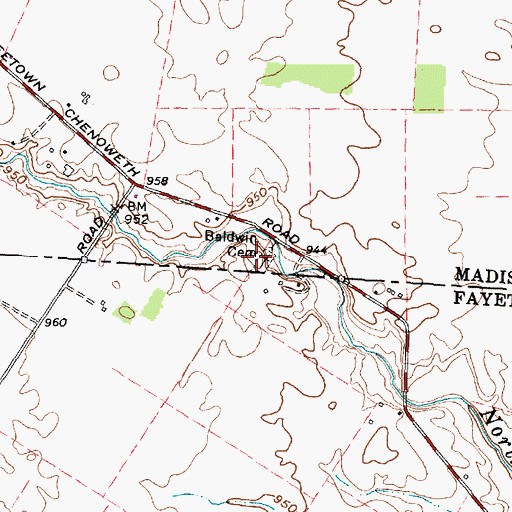 Topographic Map of Baldwin Cemetery, OH