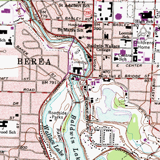 Topographic Map of Baldwin Creek, OH