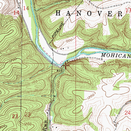 Topographic Map of Ball Alley Run, OH