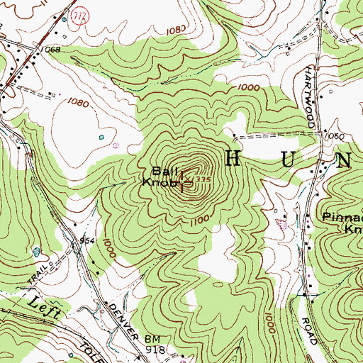 Topographic Map of Ball Knob, OH