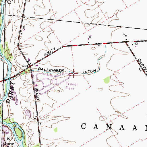 Topographic Map of Ballenger Ditch, OH