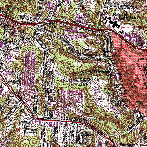 Topographic Map of Baltimore Pike Cemetery, OH