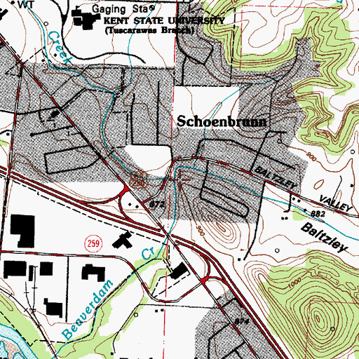 Topographic Map of Baltzley Valley, OH