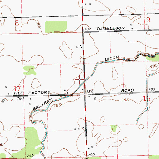 Topographic Map of Balyeat Ditch, OH