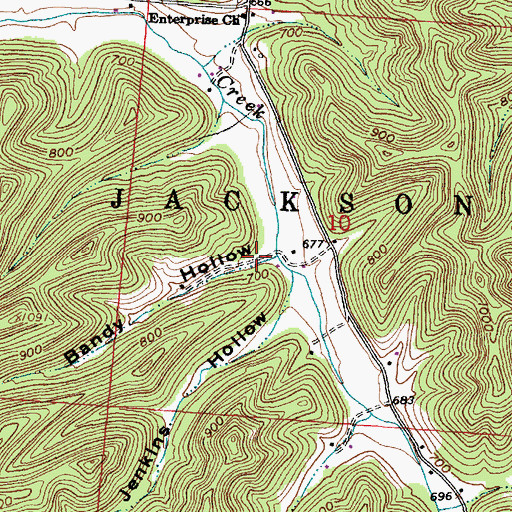 Topographic Map of Bandy Hollow, OH
