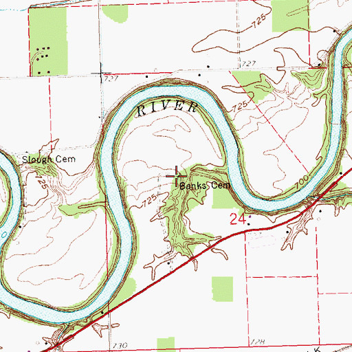 Topographic Map of Banks Cemetery, OH