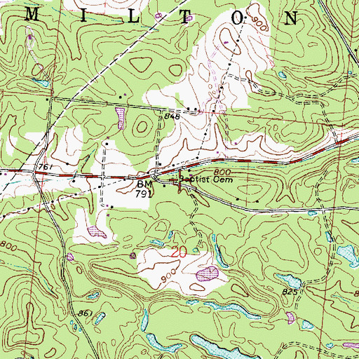 Topographic Map of Baptist Cemetery, OH