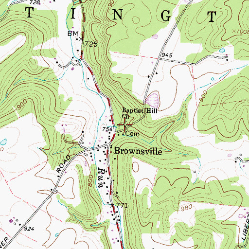 Topographic Map of Baptist Hill Church, OH