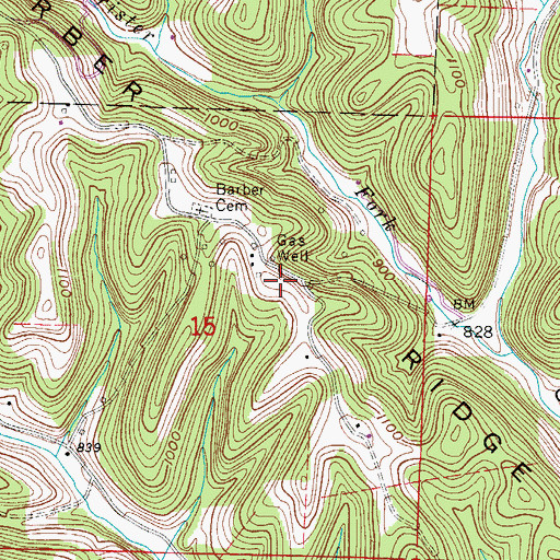 Topographic Map of Barber Ridge, OH