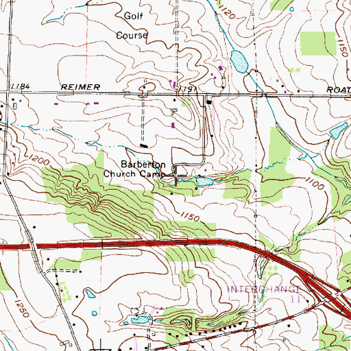 Topographic Map of Barberton Church Camp, OH