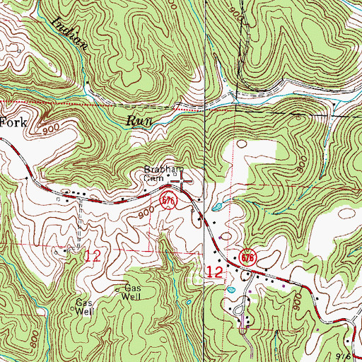 Topographic Map of Brabham Cemetery, OH