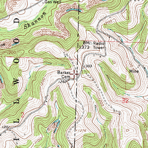 Topographic Map of Barker Cemetery, OH