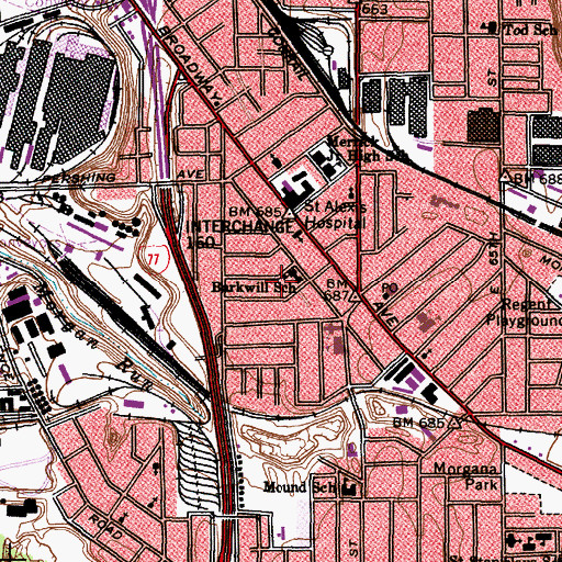 Topographic Map of Barkwill School, OH