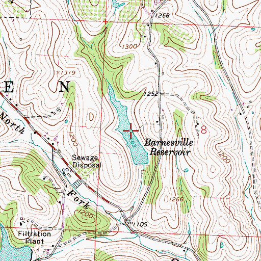 Topographic Map of Barnesville Reservoir, OH