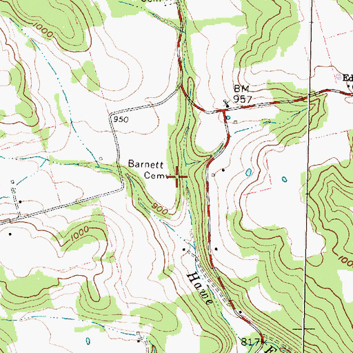 Topographic Map of Barnett Cemetery, OH