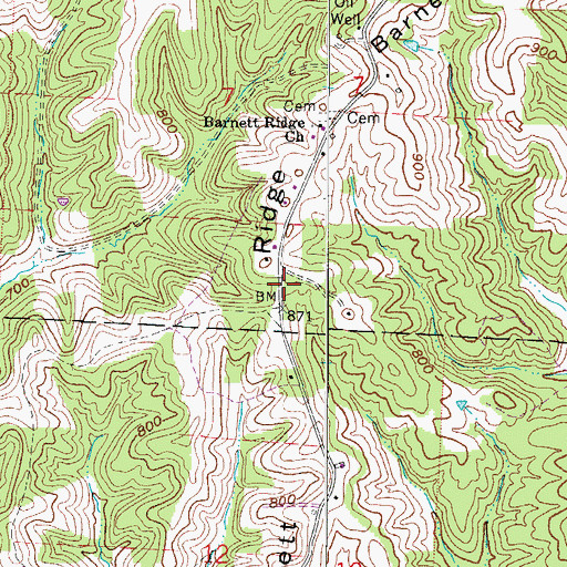 Topographic Map of Barnett Ridge, OH