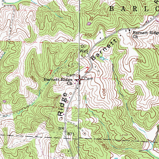 Topographic Map of Barnett Ridge Church, OH