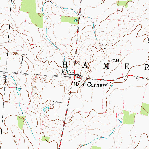 Topographic Map of Barr Cemetery, OH
