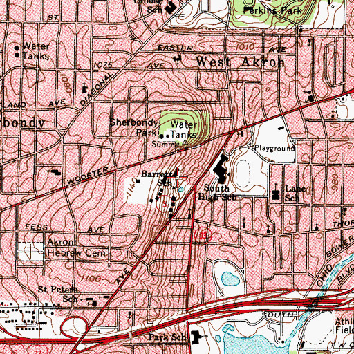 Topographic Map of Barrett School, OH
