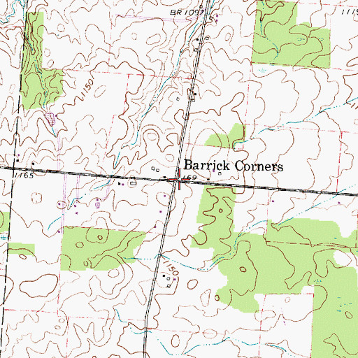 Topographic Map of Barrick Corners, OH