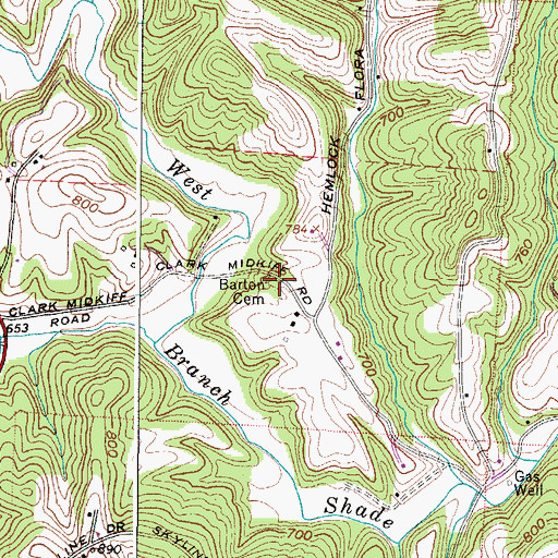 Topographic Map of Barton Cemetery, OH