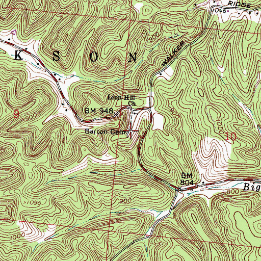 Topographic Map of Barton Cemetery, OH