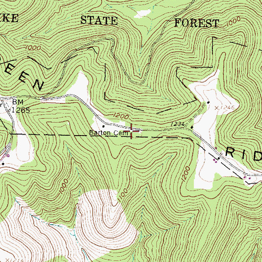 Topographic Map of Barton Cemetery, OH