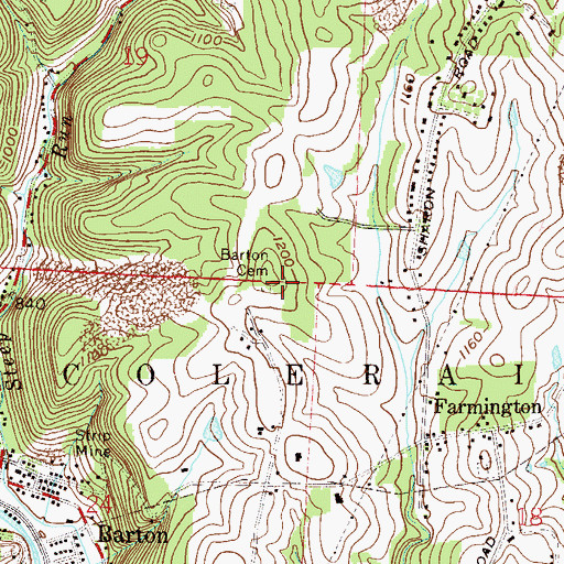 Topographic Map of Barton Cemetery, OH