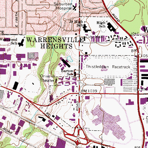 Topographic Map of Barton School, OH