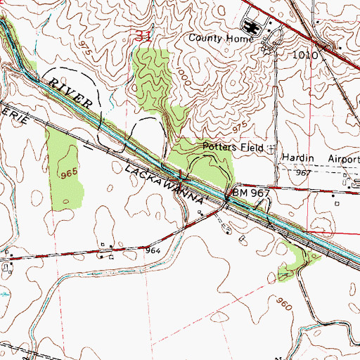 Topographic Map of Batchlet Run, OH