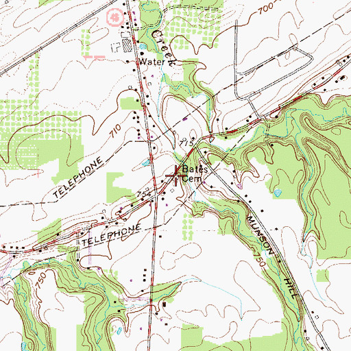 Topographic Map of Bates Cemetery, OH